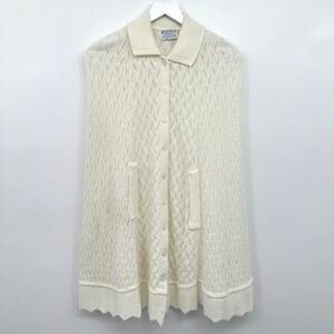 Vintage British Vogue Wintuk Poncho Cape Sweater One Size Sheer Quiet Luxury USA